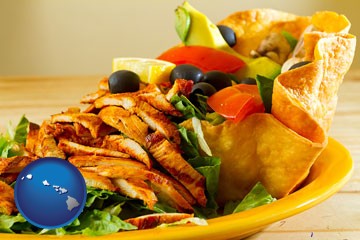 a Mexican restaurant salad - with Hawaii icon